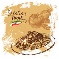 Hand drawn sketch Italian food background Vector illustration R