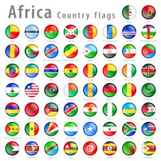 Vector African National Flag Button Set