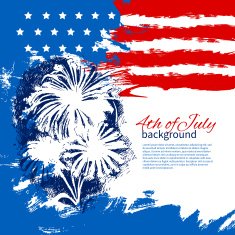 4th of July background with American flag Independence Day vint