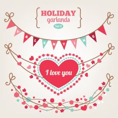 Set of holiday garlands - Valentine's Day