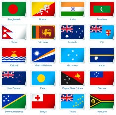 Sticker flags South Asia and Oceania