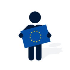 black silhouette of man with a flag the EU