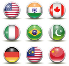 National Flag Buttons Set