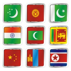 isolated asian flags