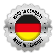 Round made in germany badge with chrome border