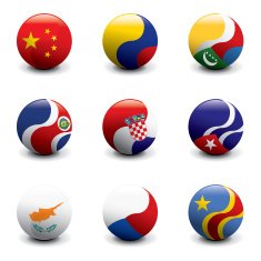 Group of Crystal Ball Flags N15