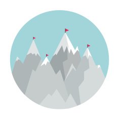 Flat Style Icon with Mountains