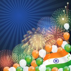 India holiday background Fireworks and Flag