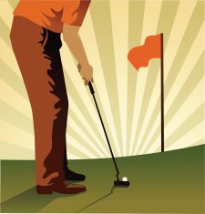 Golf Player Putting - Sunrays Background