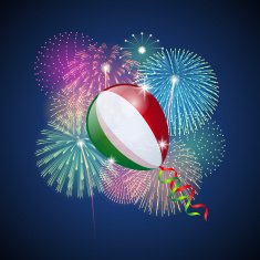 Italian holiday background Fireworks and Balloon N2