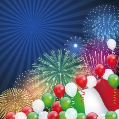Italian holiday background Fireworks and Flag