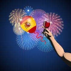 Spanish holiday background Fireworks and Balloon Cheers