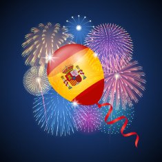 Spanish holiday background Fireworks and Balloon