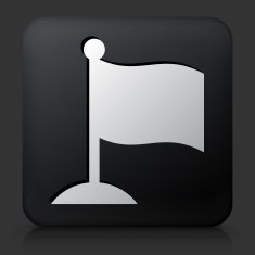 Black Square Button with Flag Icon