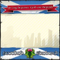 SCOTLAND square grunge background with national landmarks N2