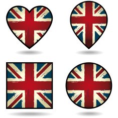 Grunge Union Jack Flags Set of icons