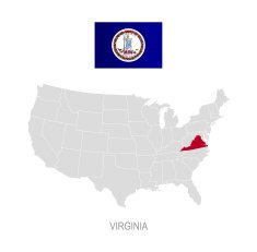 Flag of Virginia and location on U S map