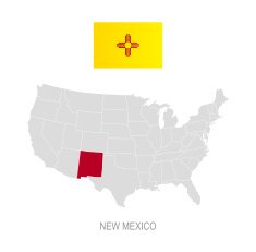 Flag of New Mexico and location on U S map