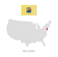 Flag of New Jersey and location on U S map