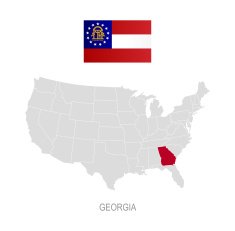 Flag of Georgia and location on U S map
