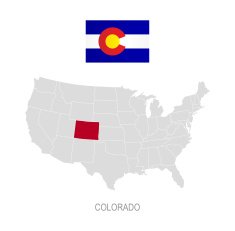 Flag of Colorado and location on U S map