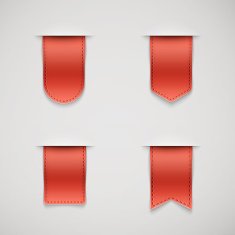 set of red ribbons different shapes