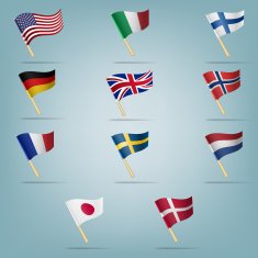 Moving flags set Vector illustration