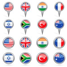 Flag icons and buttons