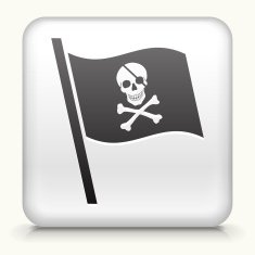 Square Button with Pirate Flag interface icon