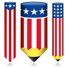 American banner and pencil