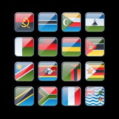 Shiny Square Flags Southern Africa