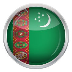 Glossy Button - Flag of Turkmenistan N4