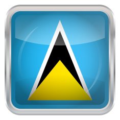Glossy Button - Flag of Saint Lucia N3