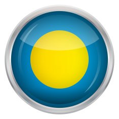 Glossy Button - Flag of Palau N4
