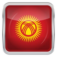 Glossy Button - Flag of Kyrgyzstan N3