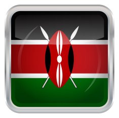 Glossy Button - Flag of Kenya N2