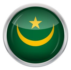 Glossy Button - Flag of Mauritania N3