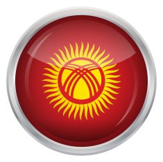 Glossy Button - Flag of Kyrgyzstan N4