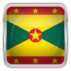 Glossy Button - Flag of Grenada N3