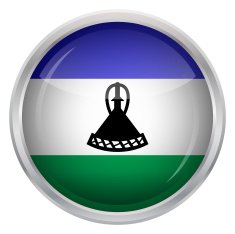 Glossy Button - Flag of Lesotho N4