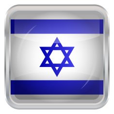 Glossy Button - Flag of Israel N3
