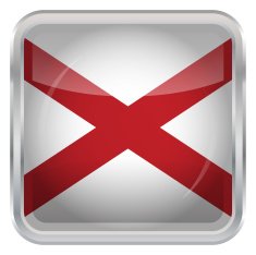 Glossy Button - Flag of Alabama N3