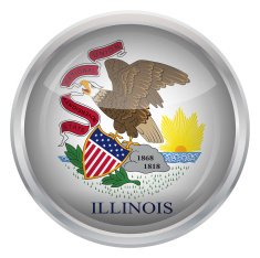 Glossy Button - Flag of Illinois N4