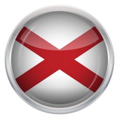 Glossy Button - Flag of Alabama N4