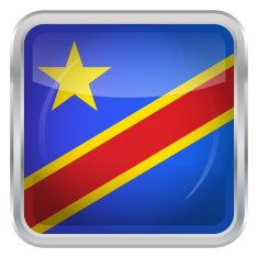 Glossy Button - Flag of Democratic Republic the Congo