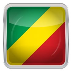 Glossy Button - Flag of Congo N3