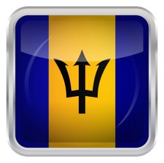 Glossy Button - Flag of Barbados N3