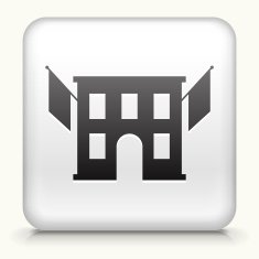Square Button with Building & Flags