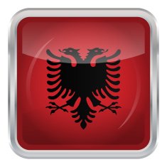 Glossy Button - Flag of Albania N3