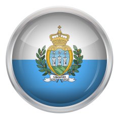 Glossy Button - Flag of San Marino N3
